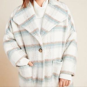 NWT ANTHROPOLOGY ELSA PLAID WOOL BLEND PEA COAT